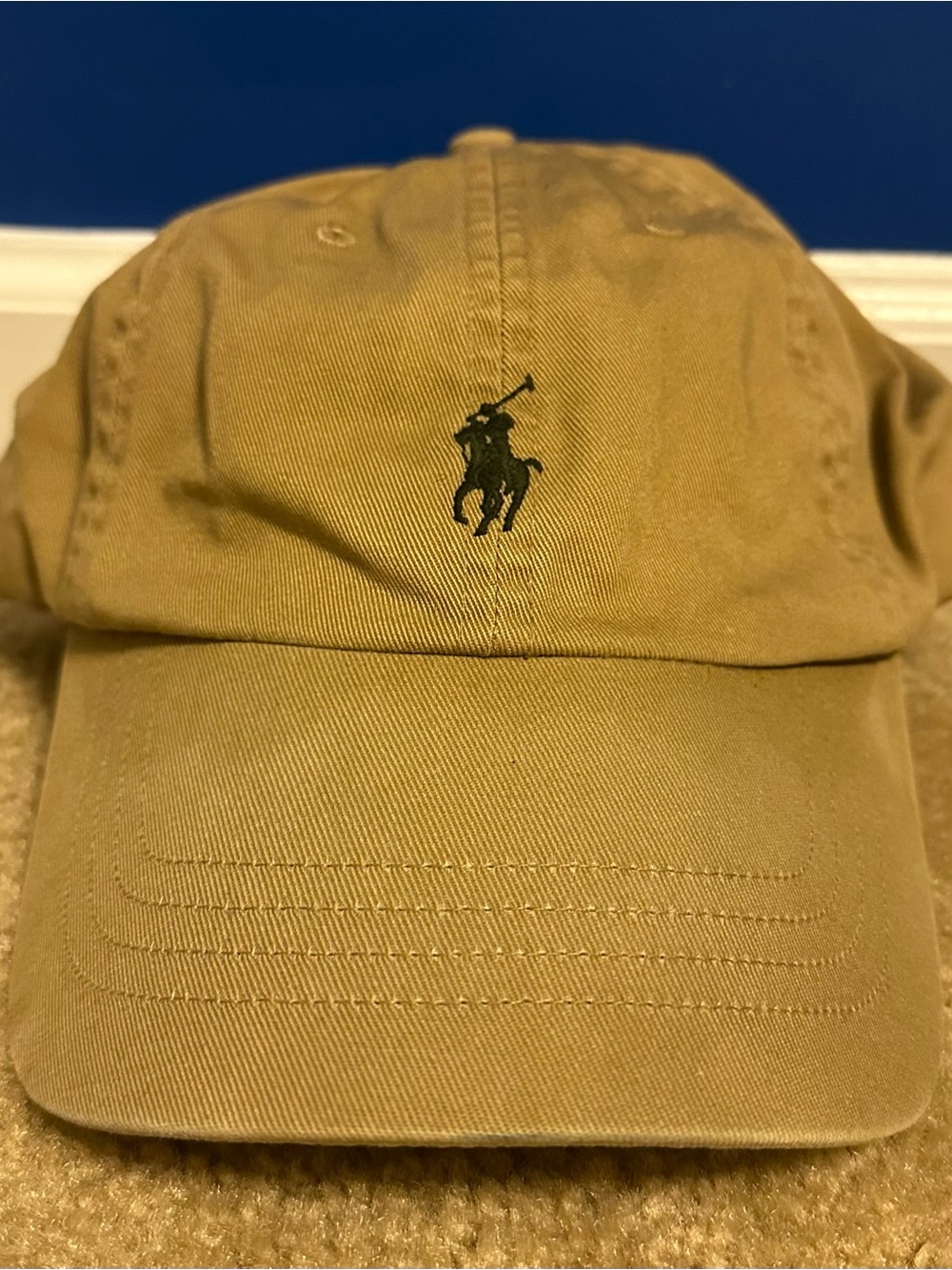 Polo Ralph Lauren Hat Cap Strapback Mens One Size Tan Beige Pony Logo Adjustable